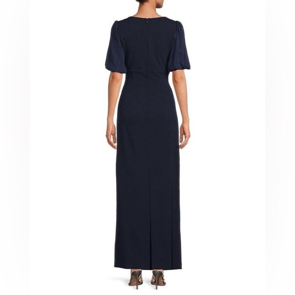 Modest Navy Blue DKNY Sweetheart Neckline mother of bride Maxi Formal Dress sz 6 - Picture 2 of 5
